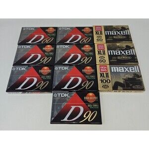 Cassette Tape Lot of 10 Sealed 7 TDK D60 High Output 3 Maxell High Bias XLII